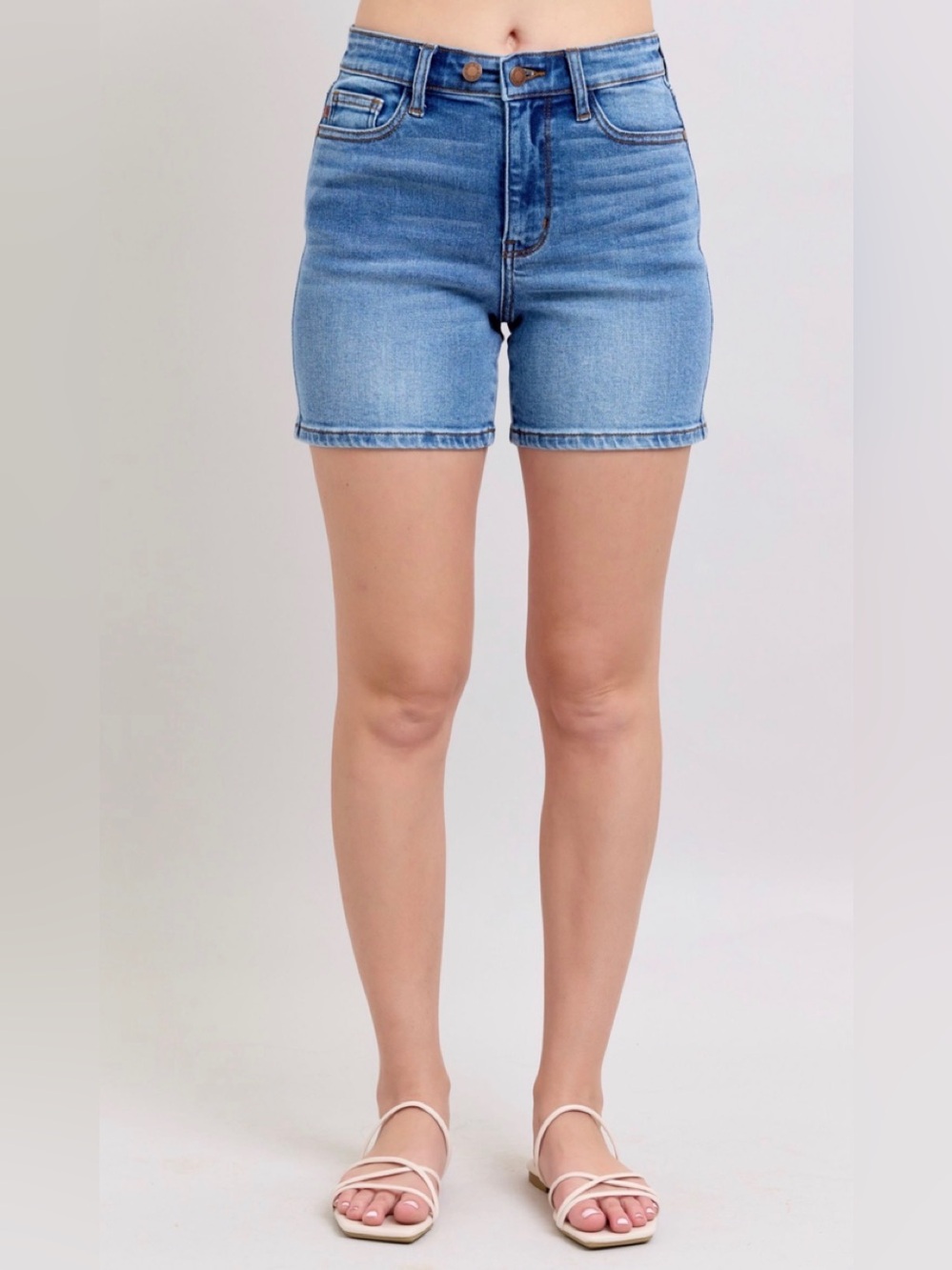 Judy Blue Mid-Rise Light Blue Denim Shorts